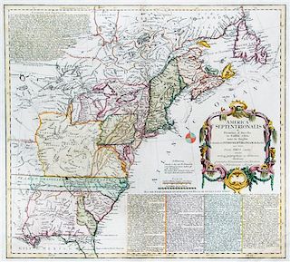 * (MAP) HEIRS, HOMANN. America Septentrionalis. Nuremberg, 1777. Hand-colored map of the Colonial United States.