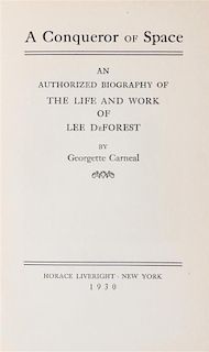 * DEFOREST, LEE. A collection of signed items (2 books, one ALS, 3 TLS)
