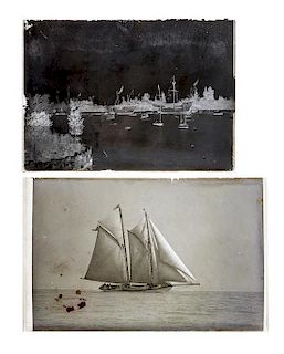 (CHICAGO, PHOTOGRAPHY). A collection of glass plate negatives depicting the Chicago Harbor and boats. Chicago, c. 1890-1905.