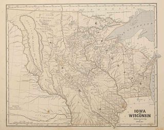 MAP OF IOWA AND WISCONSIN, J.N. NICOLLET, 1844