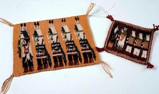 TWO LATE 20TH C. MINIATURE NAVAJO PICTORIAL WEAVINGS