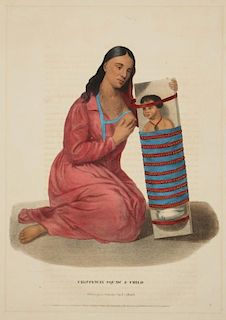 MCKENNEY & HALL CHIPPEWAY SQUAW & CHILD LITHOGRAPH