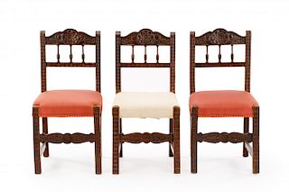 Three 19th C Small Carved Italian Walnut Chairs