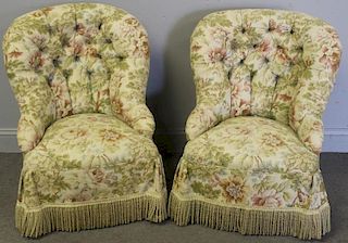 Pair of Art Deco Upholstered Slipper Chairs.