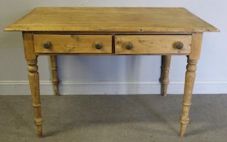 Antique Pine 2 Drawer Country Table.