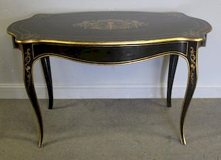 Lacquered and Gilt Decorated Bureau Plat.