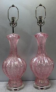 Beautiful Pair of Murano Glass Lamps.