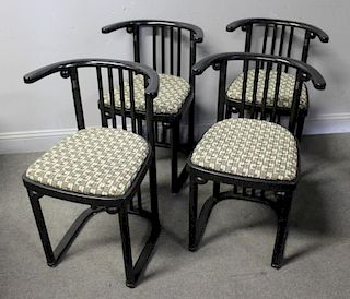 Set of 4 Lacquered Arm Chairs fter Josef Hoffman.