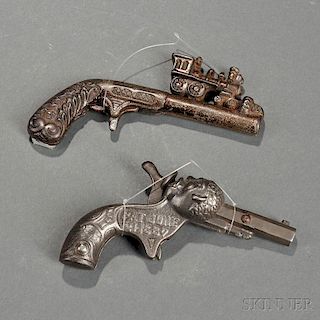 Two Cast Iron Toy Cap Guns,