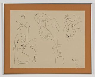 Jean Cocteau (French, 1889-1963) Untitled (Embracing Figures), 1953