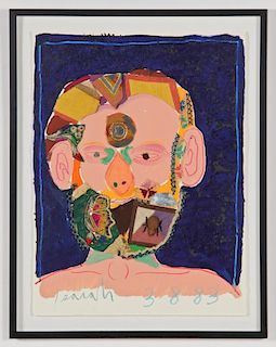 Isaiah Zagar (American, b. 1939) "Isaiah (Self Portrait)" mixed-media collage