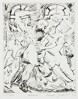 Red Grooms (American, b. 1937) "Rodin"