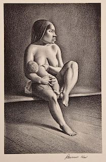 Rockwell Kent (American, 1882-1971) "Greenland Mother Nursing Child", 1934