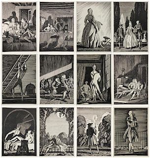 Rockwell Kent (American, 1882-1971) 12 Casanova Illustrations, 1925