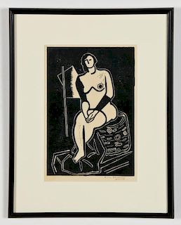 Morris Blackburn (American, 1902-1979) Seated Nude, 1939