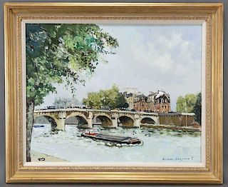 Jacques Bouyssou, "Pont du Neuf" oil on canvas.