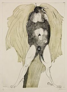 Leonard Baskin (American, 1922-2000) "Hung Crow", 1990