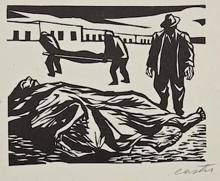 Fernando Castro Pacheco (Mexican, 1918) "Assassins", linocut
