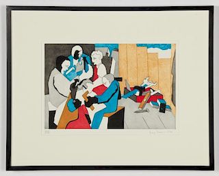 Jacob Lawrence (American, 1917-2000) "Five Builders with Tool Box", 1996