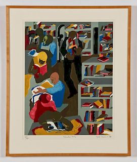 Jacob Lawrence (American, 1917-2000) "Schomburg Library", 1987