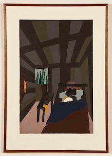 Jacob Lawrence (American, 1917-2000) "The Birth of Toussaint L'Ouverture, May 20, 1743"