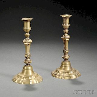 Pair of Rococo Cast Brass Candlesticks