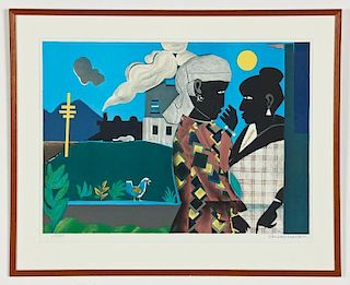 Romare Bearden (American, 1911-1988) "Conversation" (from Mecklenberg Series), 1979