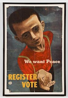 Ben Shahn (American, 1898-1969) "We Want Peace / Register Vote", 1946