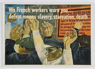 Ben Shahn (American, 1898-1969) "We French Workers Warn You", 1942