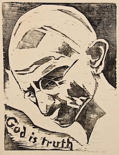 Werner Drewes (American/German, 1899-1985) "Ghandi "God is truth", 1931