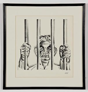 Hugo Gellert (American, 1892-1985) "Tom Mooney", lithograph