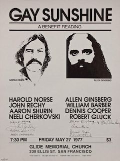 Gay Sunshine: A Benefit Reading, Autographed Poster, 1977