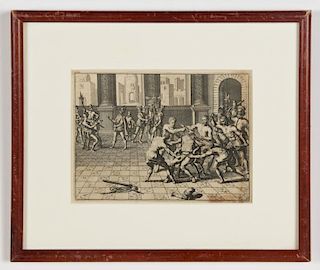 Antique 1700's copper engraving of Dutch Colonists