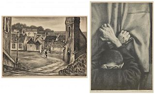 Jack Bookbinder (American, 1911-1990) Two Framed Works