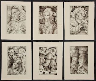 Mariette Lydis (French, 1890-1970) "Threepenny Opera", 1936, set of 6 lithographs