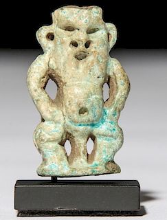 Ancient Egyptian Turquoise Faience Bes Amulet