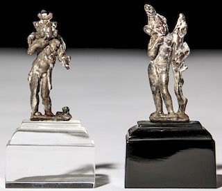 2 Ancient Greco Roman Silver Harpocrates Figures