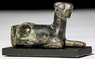 Ancient Roman Bronze Recumbent Leopard Finial