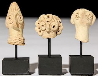 3 Ancient Syro Hittite Clay Protomes