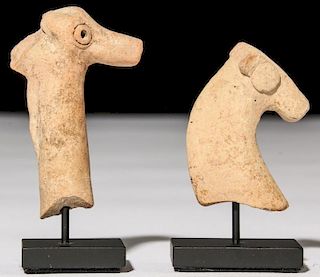 2 Ancient Syro Hittite Clay Horse Heads