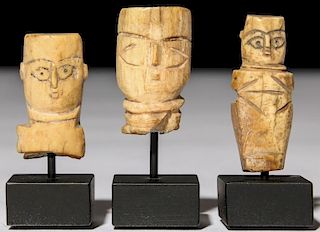 Suite of 3 Ancient Coptic Carved Bone Artifacts