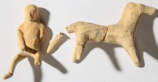 Ancient Syro Hittite Style Clay Horse and Rider Group