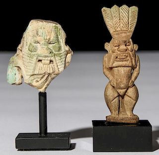 2 Ancient Egyptian Faience Bes Figures