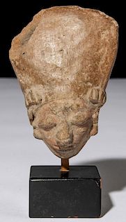 Ancient Pre Columbian Clay Bust with Headdress