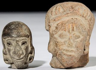 2 Ancient Pre Columbian Clay Figures/Busts