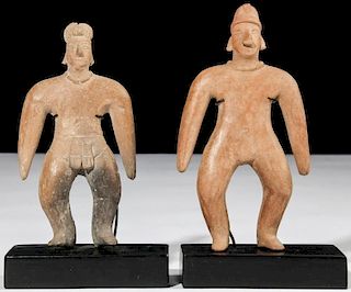 2 Ancient Pre Columbian Clay Figures, Colima