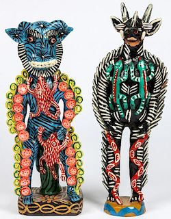 2 Large Vintage Ocumicho Ceramic Demons