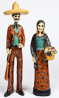 Glazed Terracotta Day of the Dead Couple