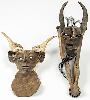 2 Vintage Mexican Skeletal Masks