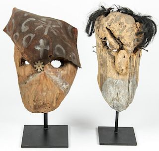 2 Primitive Oaxacan Festival Dance Masks